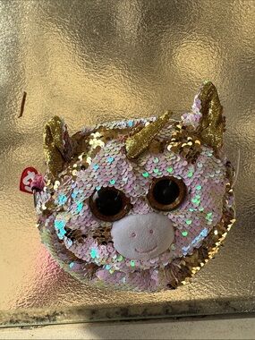 Ty Gold and Pink Sequin Unicorn “Fantasia” Crossbody Bag (no strap)
